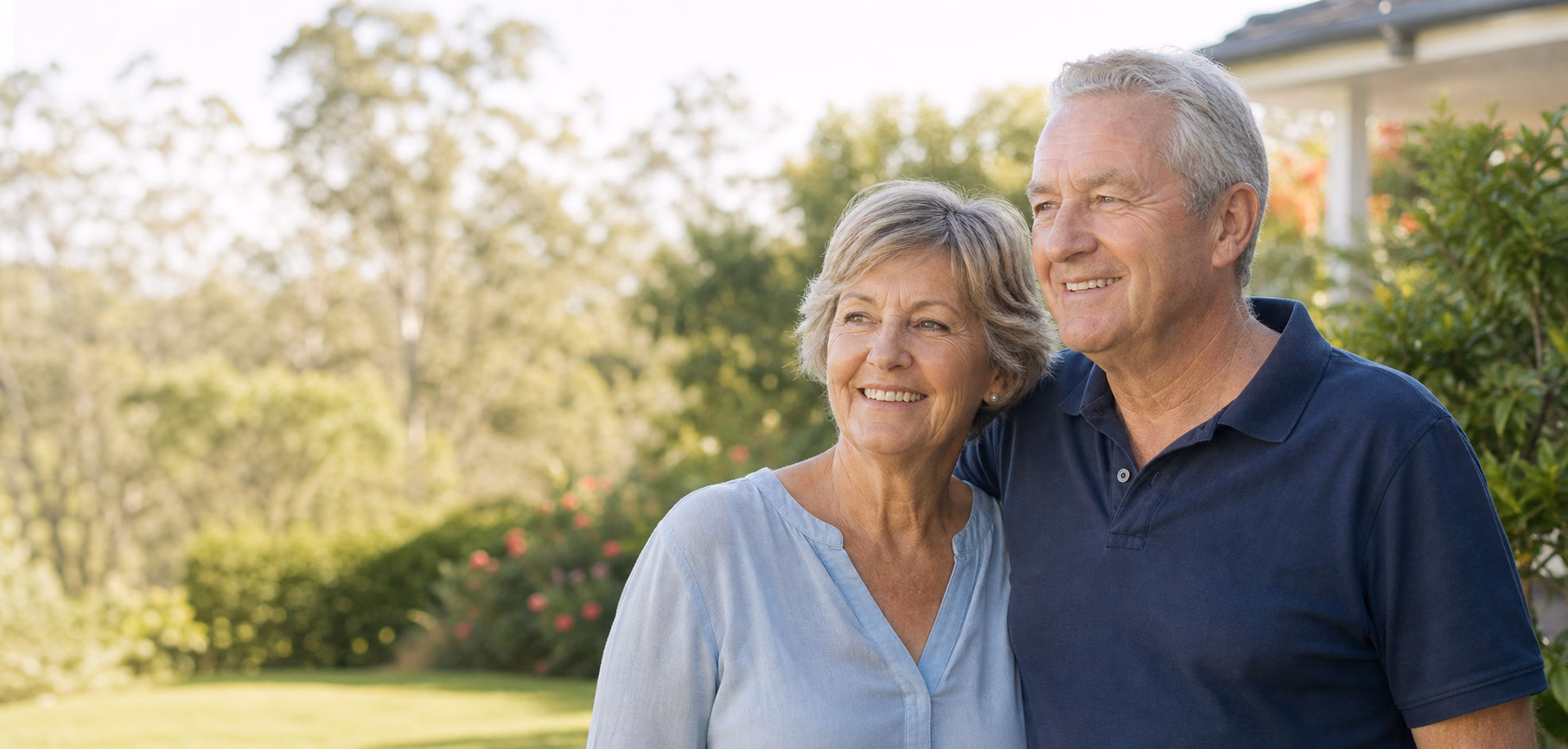 Older couple enjoying a relaxed morning outdoors