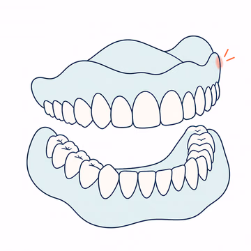 Editorial illustration of a pressure point on a denture base